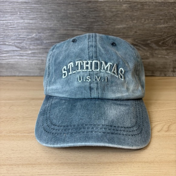 Iguana Other - St. Thomas USVI Hat Cap Strap Back Blue Washed Iguana Jack's Souvenir Mens